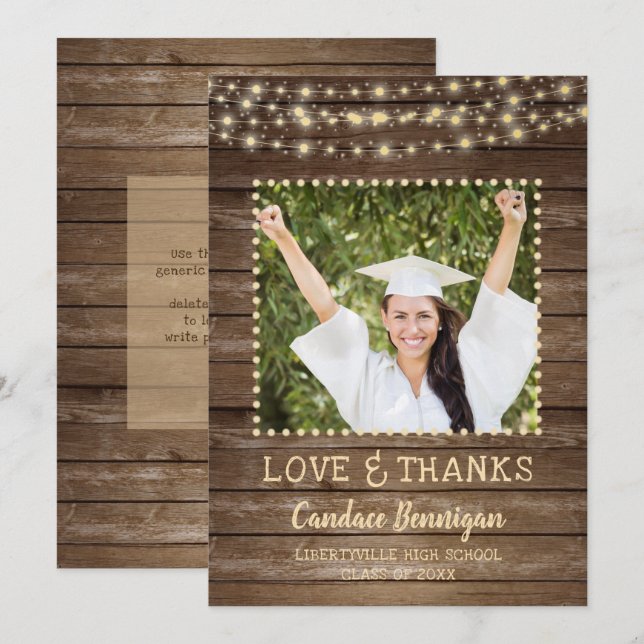 Anuncio Wood String Lights Graduation Photo You (Anverso / Reverso)