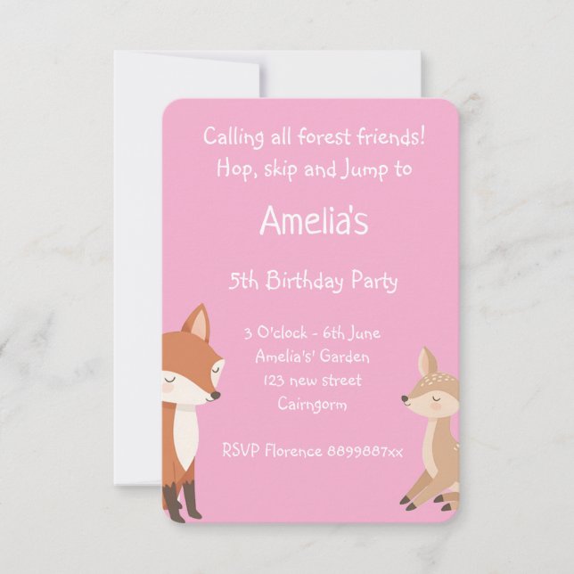 Anuncio  Woodland Animal Birthday Party Invitation (Anverso)