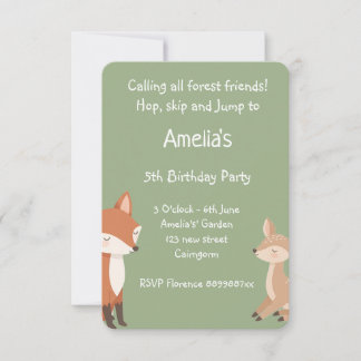 Anuncio  Woodland Animal Birthday Party Invitation