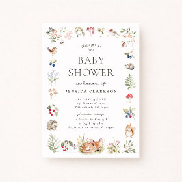 Anuncio Woodland Forest Animals Baby Shower Invitation