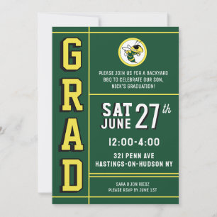Anuncio y Invitación Amarillo de Graduado de LETTE