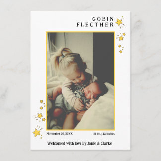 Anuncio Yellow Hand-drawn Star Doodle Photo Birth