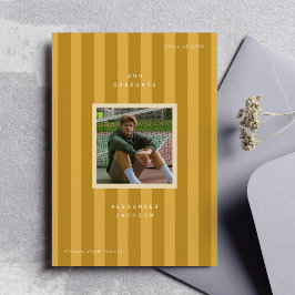 Anuncio Yellow Sporty Stripes Graduation Photo 