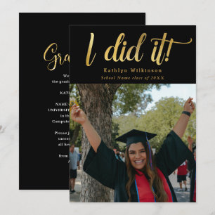 Anuncio Yo lo hice Gold Bold Script Clase de Graduación 20
