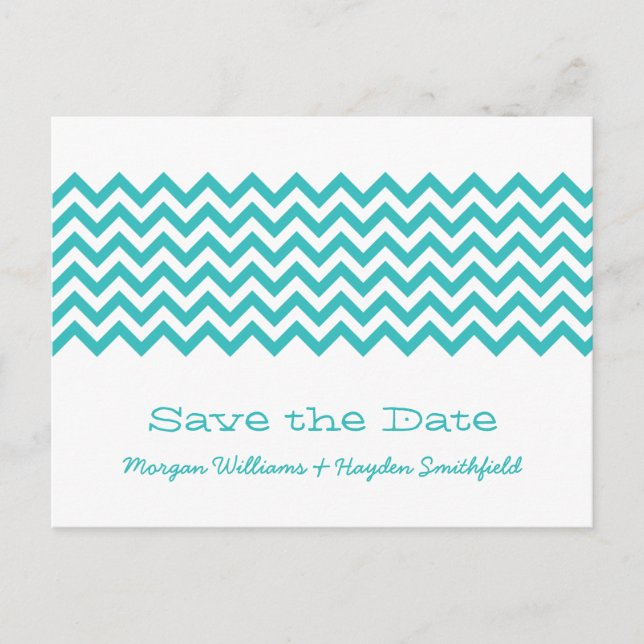 Anuncios Aqua Simple Chevron Guardar la postal de fecha (Anverso)