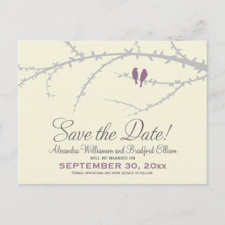 Anuncios Aves amorosas salven la postal de fecha (lilac)