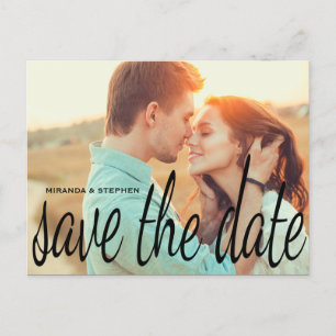 Anuncios Boda de Moda cursiva Guardar postal de foto de fec