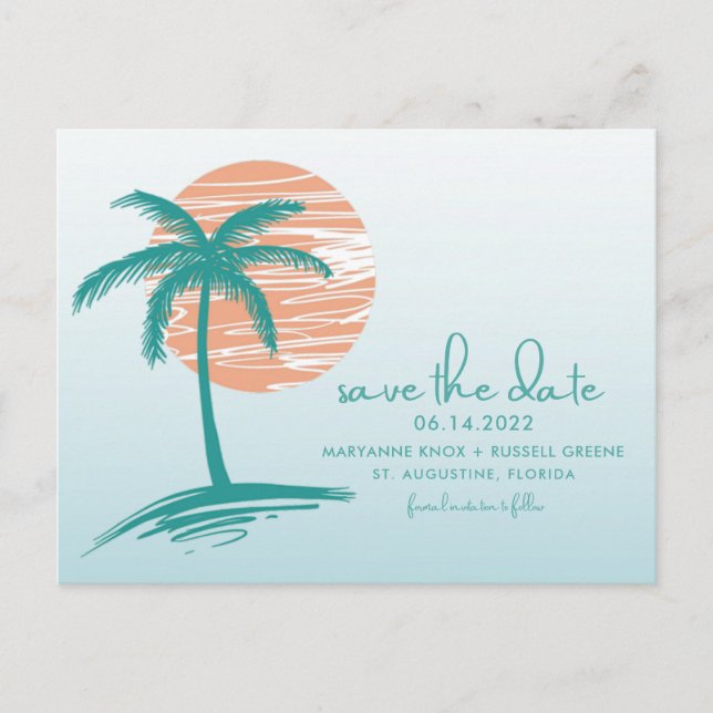 Anuncios Boda de palmeras de playa Guardar la postal de fec (Anverso)