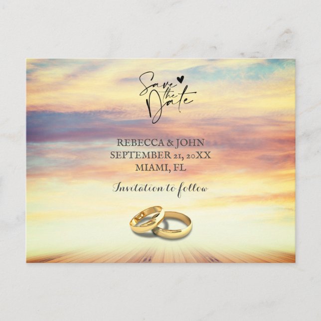Anuncios Boda de playa salva la postal de fecha (Anverso)