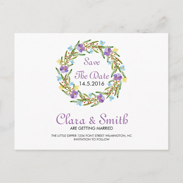Anuncios Boda floral Guardar la postal de fecha (Anverso)