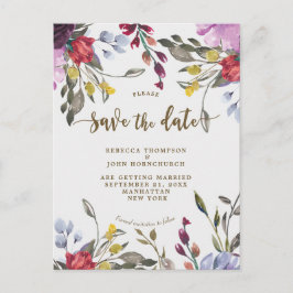 Anuncios boho wildflower boda salva la postal de fecha