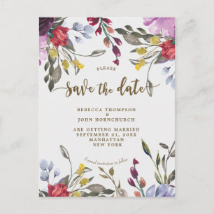 Anuncios boho wildflower boda salva la postal de fecha