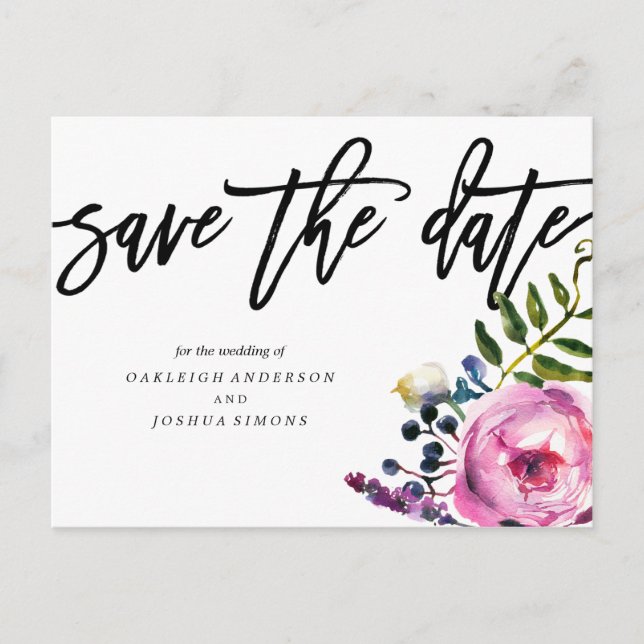 Anuncios Bonito Flores púrpuras salva la postal de fecha (Anverso)