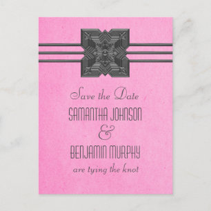 Anuncios Borde rosado de medallón Guardar postal de fecha