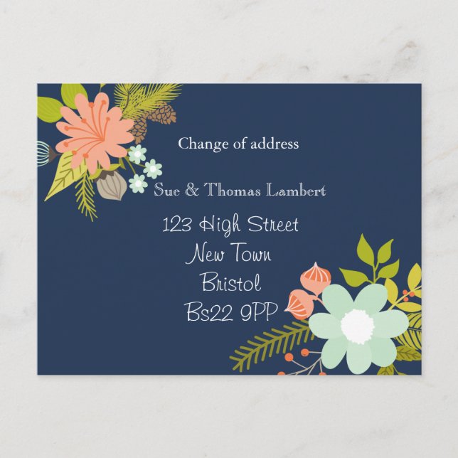 Anuncios cambio de dirección postal floral (Anverso)