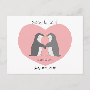 Anuncios Cute Pingüinos Pareja Guardar la postal de fecha