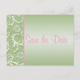 Anuncios Damasco verde y rosa Guardar la postal de fecha