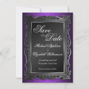 Anuncios de aviso de fecha de boda con marco gótic