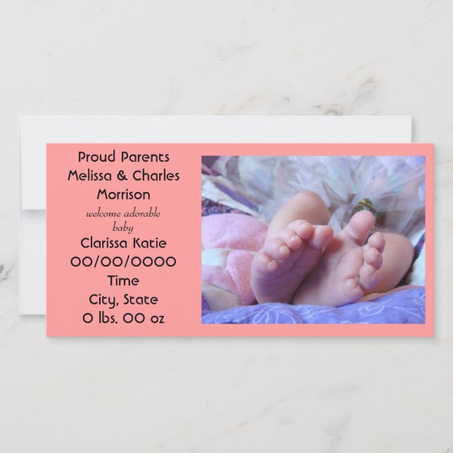 Anuncios de bebé Tarjetas de padres orgullosos Cum (Anverso)