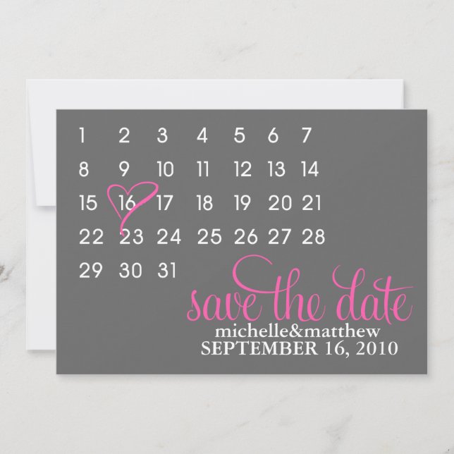 Anuncios de boda Calendario Guardar la fecha (Anverso)