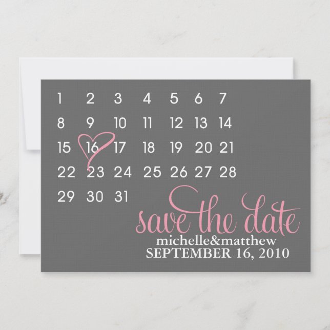 Anuncios de boda Calendario Guardar la fecha (Anverso)