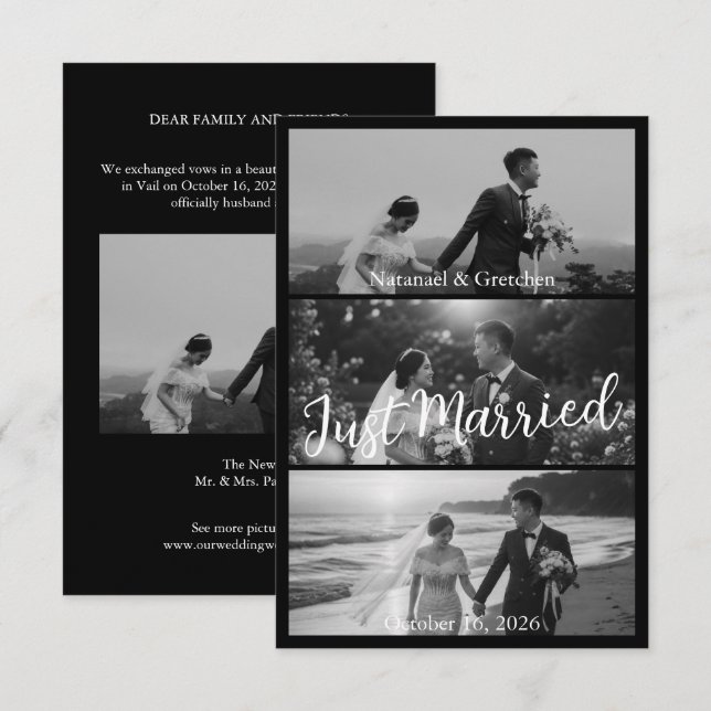 Anuncios de Boda en Blanco y Negro Modernos (Anverso / Reverso)