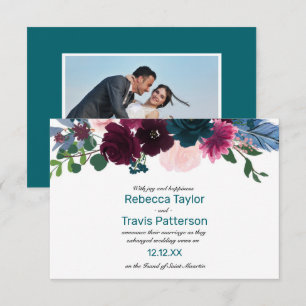Anuncios de Boda Floral Blooms Verde Teal - 3x5