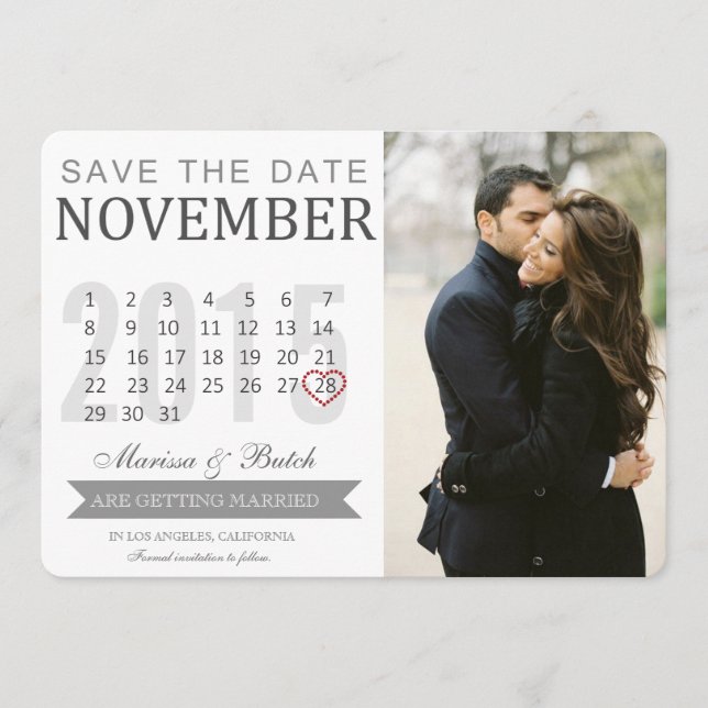 Anuncios de calendario de reserva de fecha | Boda (Anverso)