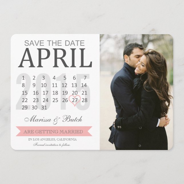 Anuncios de calendario de Save the Date | Boda (Anverso)