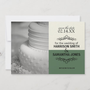 Anuncios de compromiso de boda Cream & Green Save 