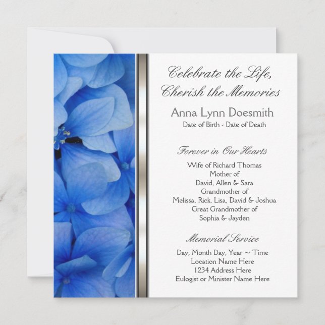 Anuncios de Funeral de Hortensia Azul (Anverso)