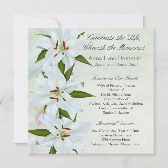 Anuncios de Funeral de White Lily (Anverso)