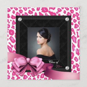 Anuncios de graduación con foto de leopardo rosa i