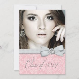 Anuncios de graduación con foto en damasco rosa