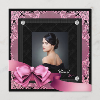 Anuncios de Graduación con Foto Rosa y Negro