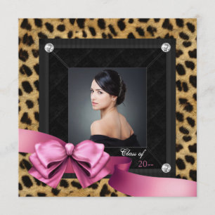 Anuncios de Graduación con Fotos de Leopardo Rosa