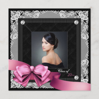 Anuncios de graduación con fotos rosadas y negras