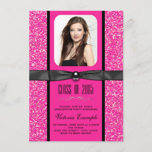 Anuncios de graduación con purpurina rosa intenso