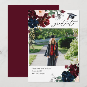 Anuncios de graduación de flores de Borgoña