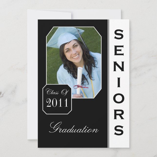 Anuncios de graduación de foto negra de personaliz (Anverso)