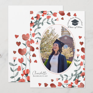 Anuncios de graduación de fotos de flores de coraz