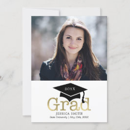 Anuncios de graduación de fotos en negro y oro