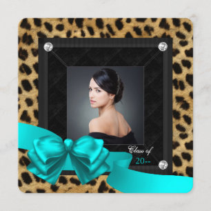 Anuncios de Graduación de Leopardo Azul Turquesa