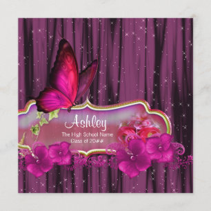 Anuncios de Graduación de Mariposa Rosa Brillante