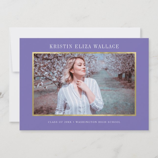 Anuncios de graduación de morado y oro (Anverso)