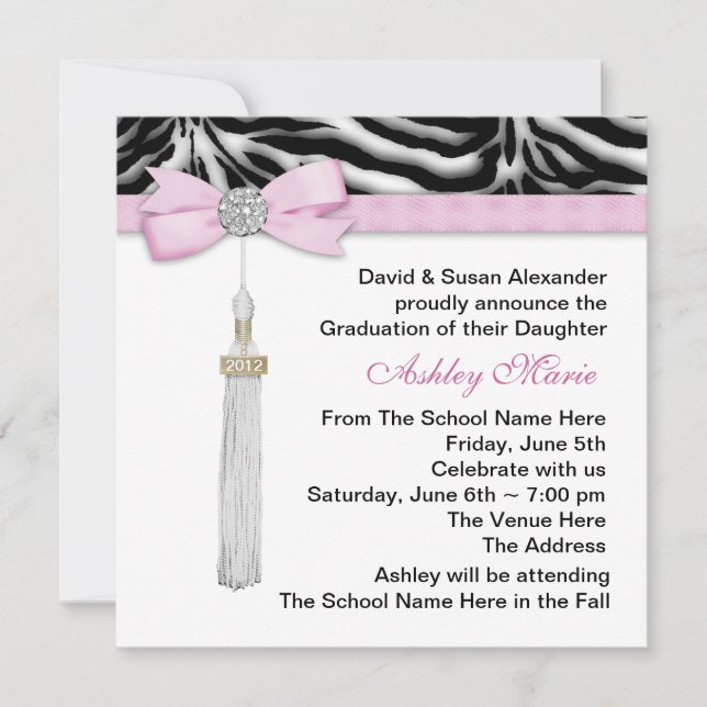 Anuncios de Graduación de Niñas Cebra Rosa (Anverso)