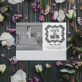 Anuncios de Guardar la Fecha {Chevron Plateado}