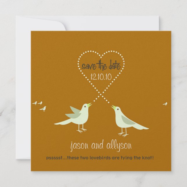 Anuncios de Guardar la Fecha con Lovebirds {Dorado (Anverso)