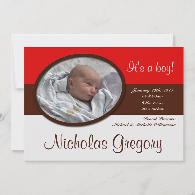 Anuncios de media natalidad de banda roja marrón (Anverso)