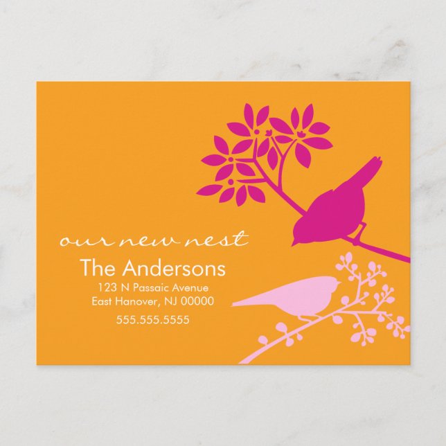 Anuncios de mudanza de pájaros coloridos (Anverso)